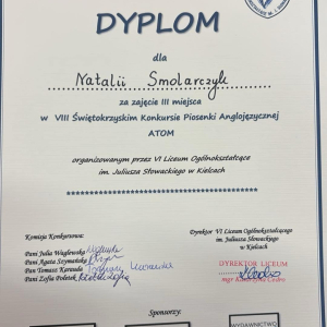 VIII Świętokrzyski Konkurs Piosenki Anglojęzycznej ATOM